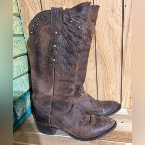 Brown Western Cowboy Boots with Studded Design Johnny Ringo women’s 10
